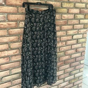 An’ge, M, print, chiffon, midi skirt, NWT
